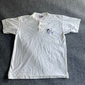 Vintage Oneita Super Heavyweight Kauai Whale Henley Shirt White Mens XL USA Made